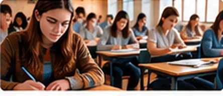 Estudiantes haciendo un examen en un aula