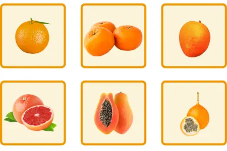 Frutas de color naranja