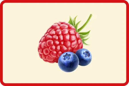 Frambuesas y arándanos azules
